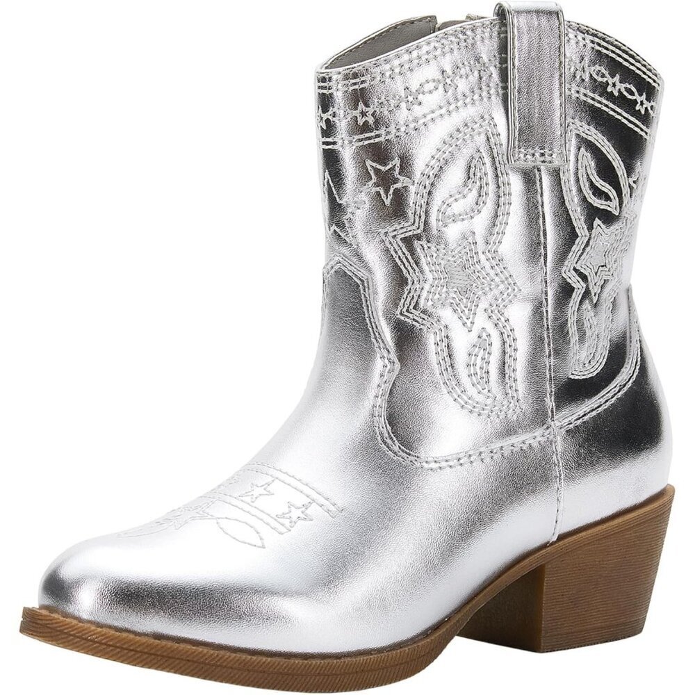 Girls Cowgirl Boots Western Riding Shoes with Zipper & Square Toe Shoes